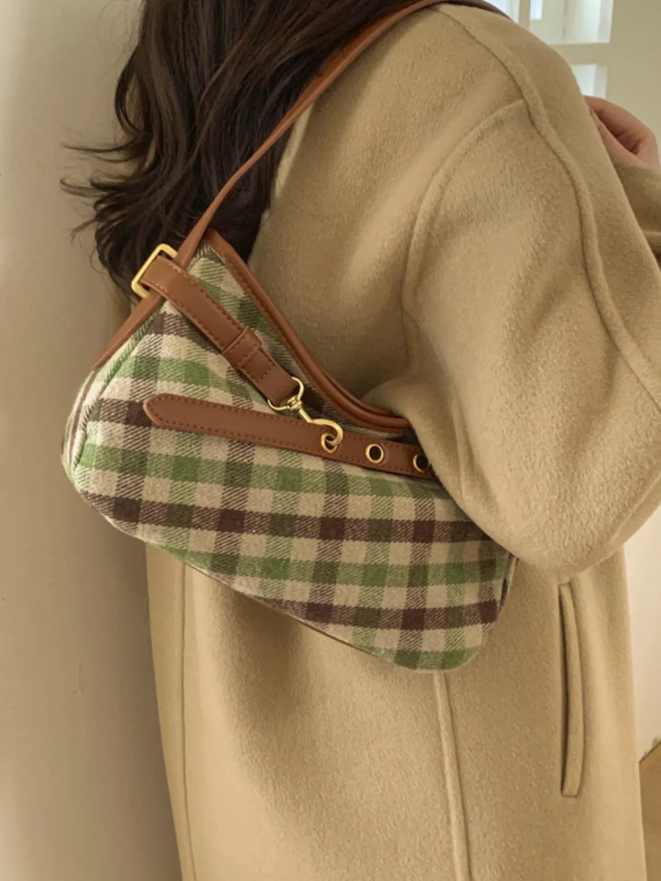 Plaid Pattern Shoulder Bag