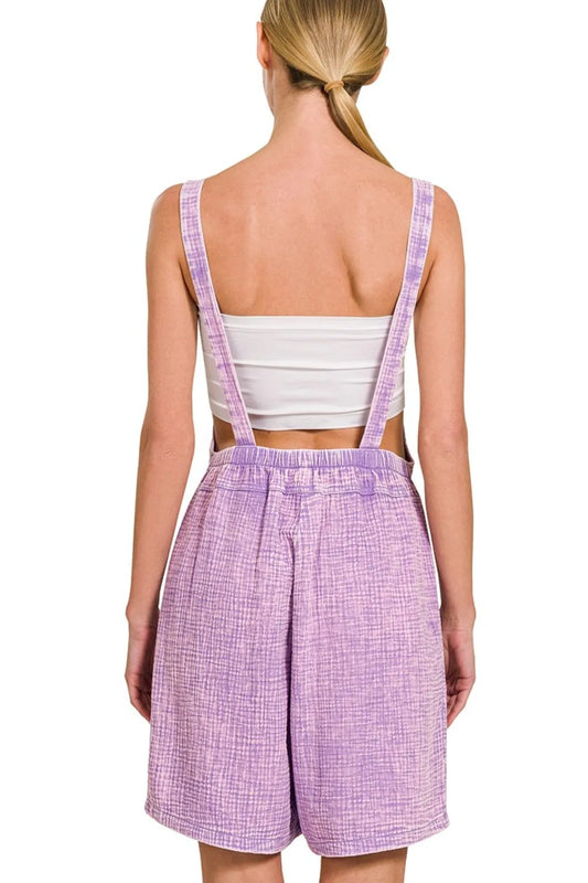 Zenana Woven Double Gauze Acid Washed Romper