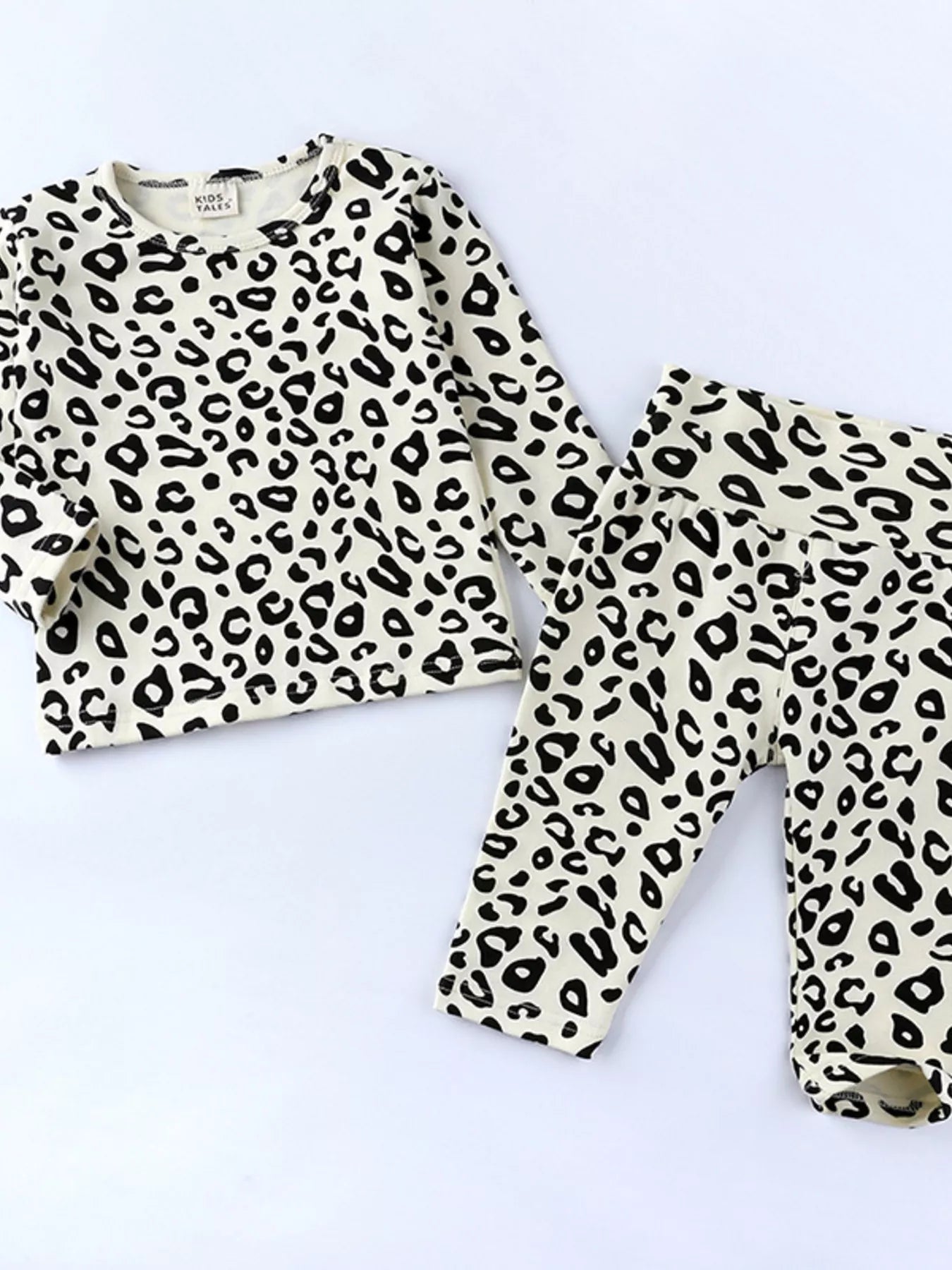 Children's Leopard Print Long Sleeve Top and Pants Set