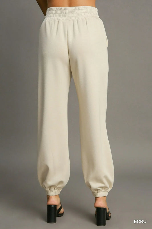 Umgee Drawstring Jogger Pants with Front Seam Detail