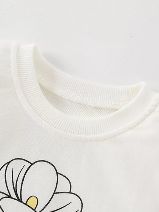 Children's Flower Graphic Crew Neck Sweatshirt