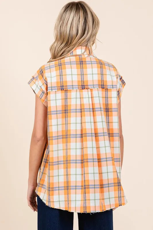 Mittoshop Mineral Wash Plaid Button Down Shirt