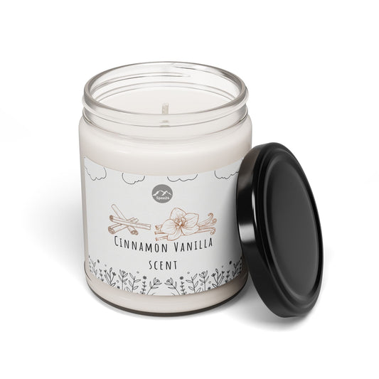 Cinnamon Vanilla Soy Candle - Relaxing Home Decor, Eco-Friendly Gift, Aromatherapy, Scented Candle, Handmade Candle-- 9oz