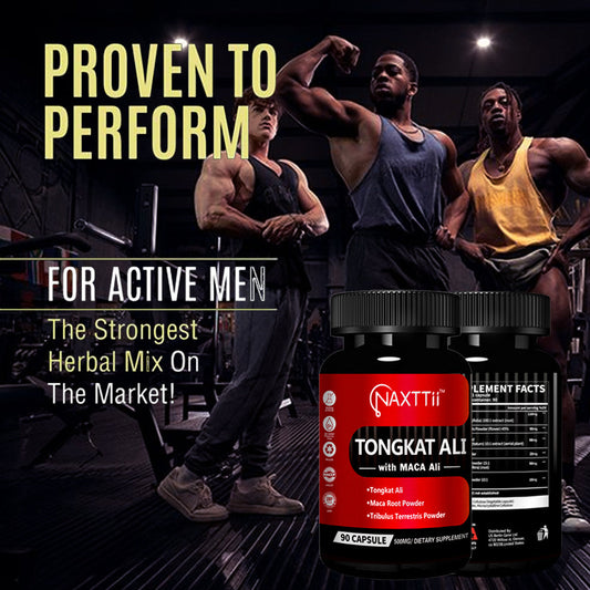 NAXTTII Natural Fuel For Men Supplement With Tongkat Ali, Maca Root, Ginseng To Boost Circulation, Energy, Stamina, Drive And Performance 90 Capsules