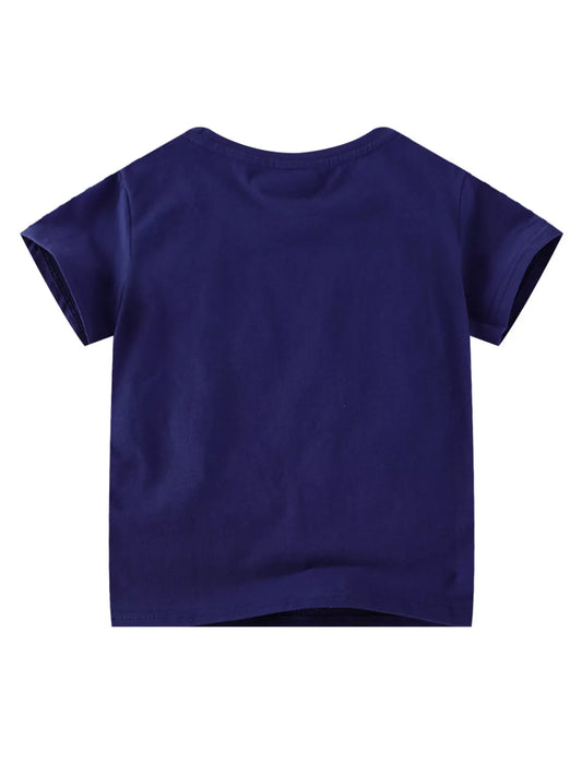 Children's Puppy Patch Round Neck T-Shirt
