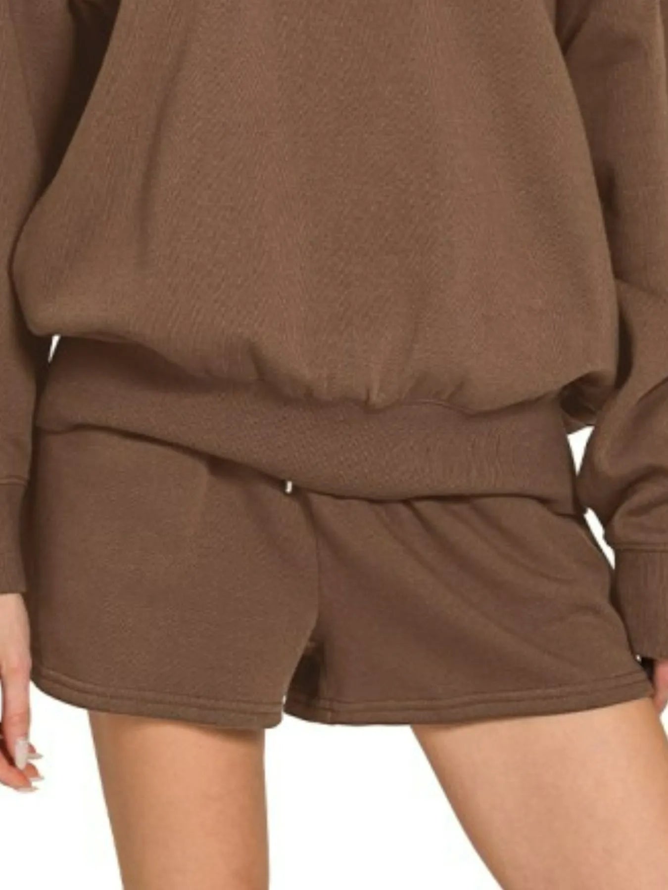 Zenana Fleece Boat Neck Sweatshirt and Shorts Set