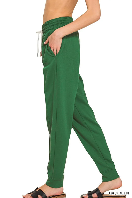 Zenana Drawstring Scuba Sweatpants with Pockets