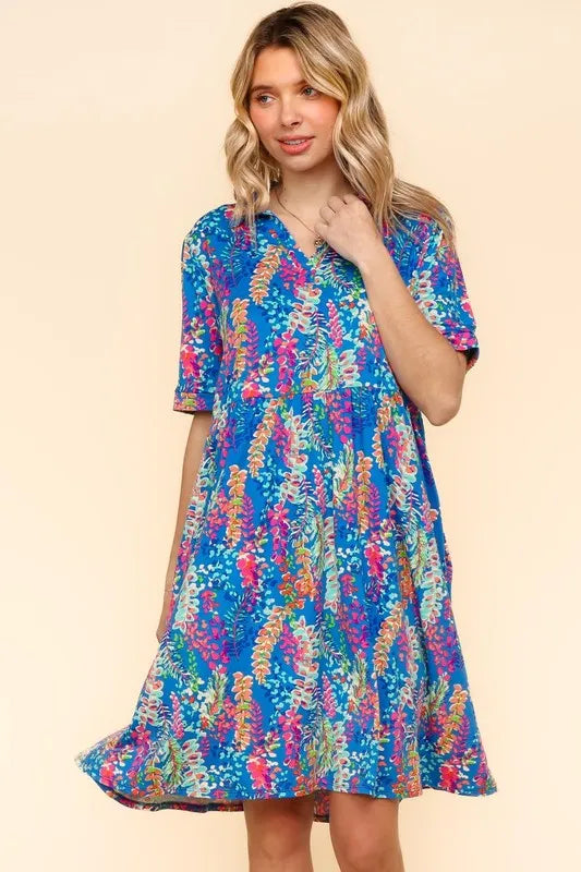 Haptics Johnny Collar Babydoll Dress with Side Pockets