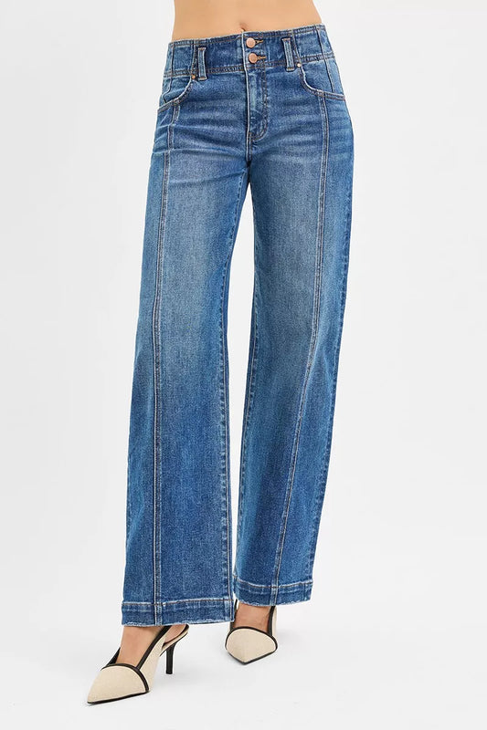RISEN Mid Rise Fit Wide Baggy Jeans