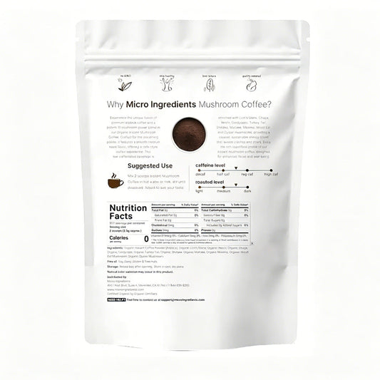 10in1 Mushroom Coffee Powder, Premium Arabica Instant Coffee Blend With Mane, Reishi, Chaga 8 Functional Mushrooms, Low Caffeine, Non GMO, FillerFree,1 LB