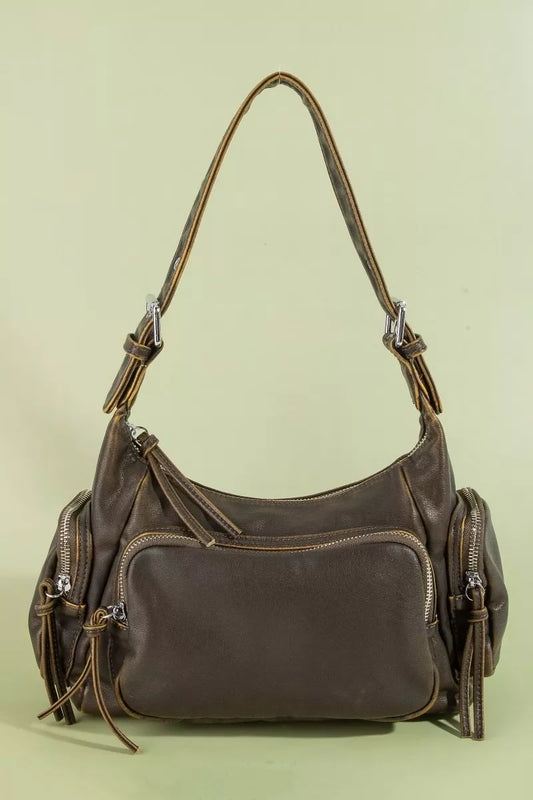 Fame Multi Pocket Leather Shoulder Bag