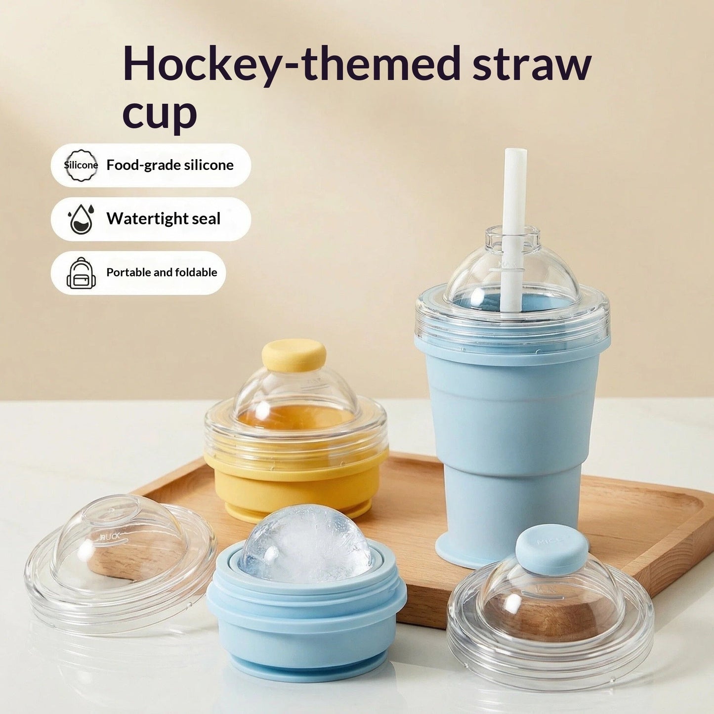 Ice Hockey Straw Cup Creative Sports Drink Bottle Reusable Novelty Tumbler with Straw for Kids and Fans