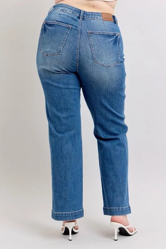 Judy Blue Full Size High Waist Contrast Thread Straight Plus Size