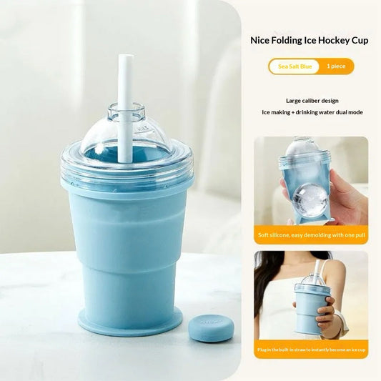 Ice Hockey Straw Cup Creative Sports Drink Bottle Reusable Novelty Tumbler with Straw for Kids and Fans
