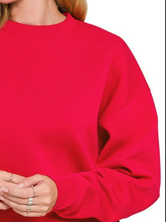 Zenana Fleece Crewneck Long Sleeve Sweatshirt