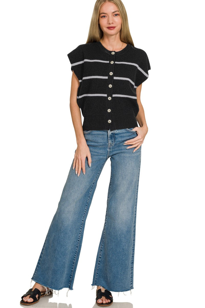 Zenana Striped Viscose Sweater Vest