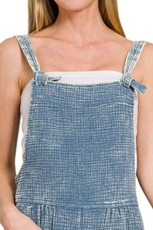 Zenana Woven Double Gauze Acid Washed Romper