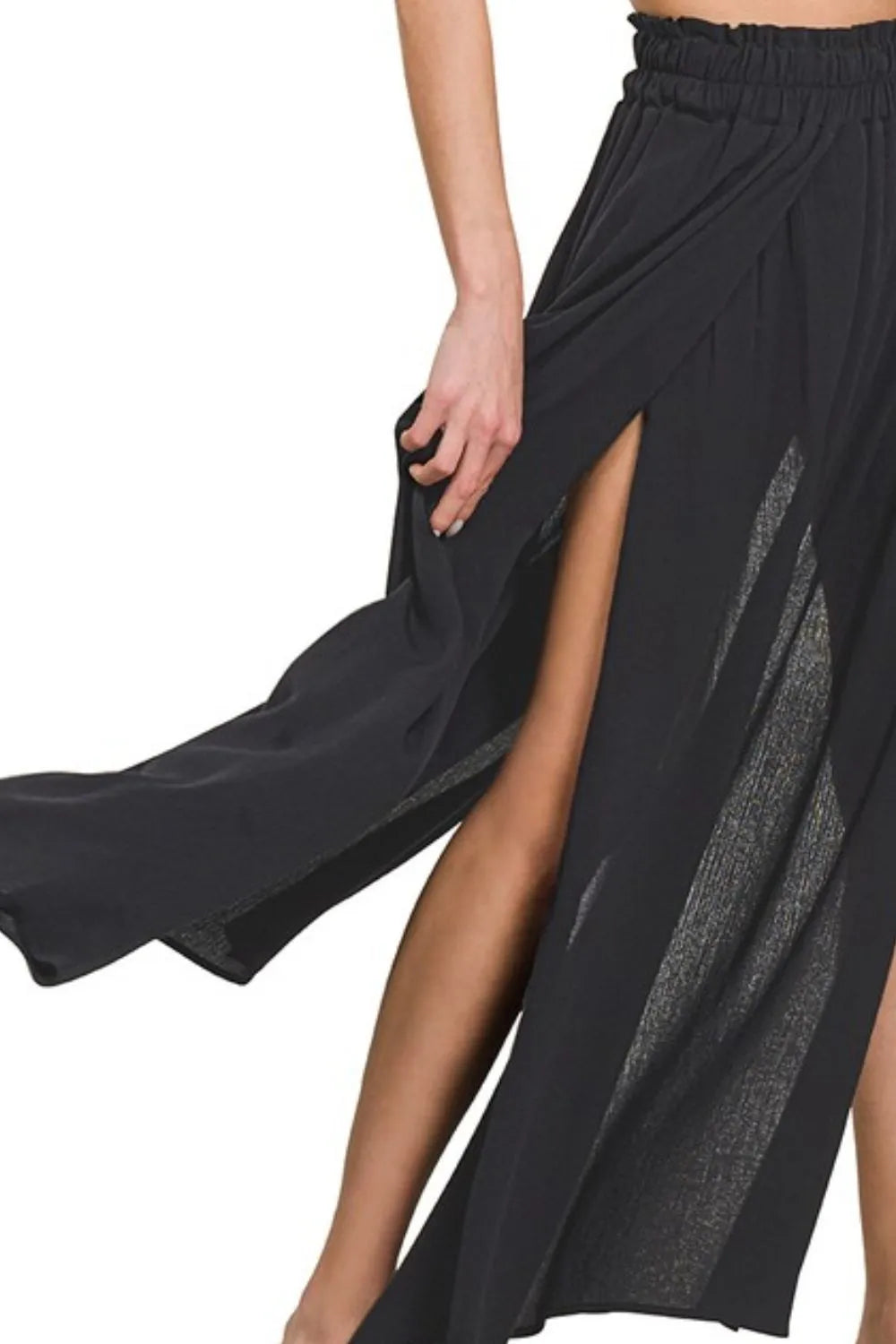 Zenana Woven Crinkle Gauze Long Skirts