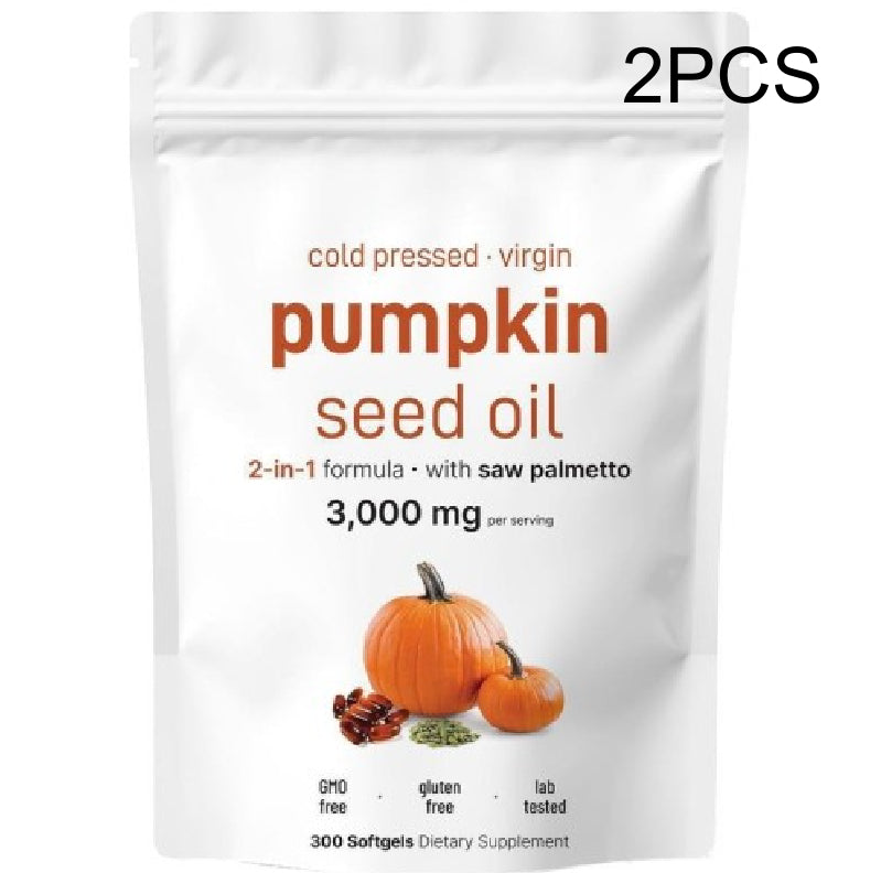 Cold Pressed Virgin Pumpkin Seed Oil with Saw Palmetto 2-in-1 Formula, 3000mg per Serving, 300 Softgels Dietary Supplement
