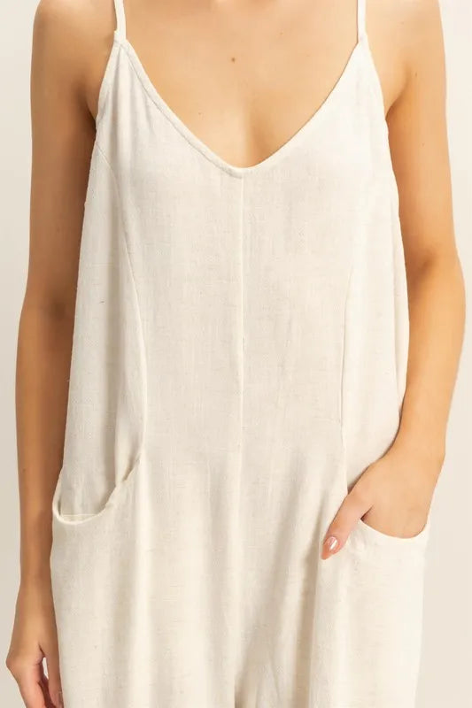 HYFVE V-Neck Pocket Detail Side Tie Hem Romper