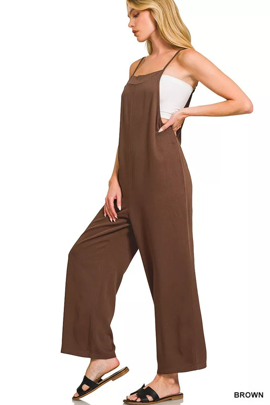 Zenana Rayon Woven Wide Leg Jumpsuit