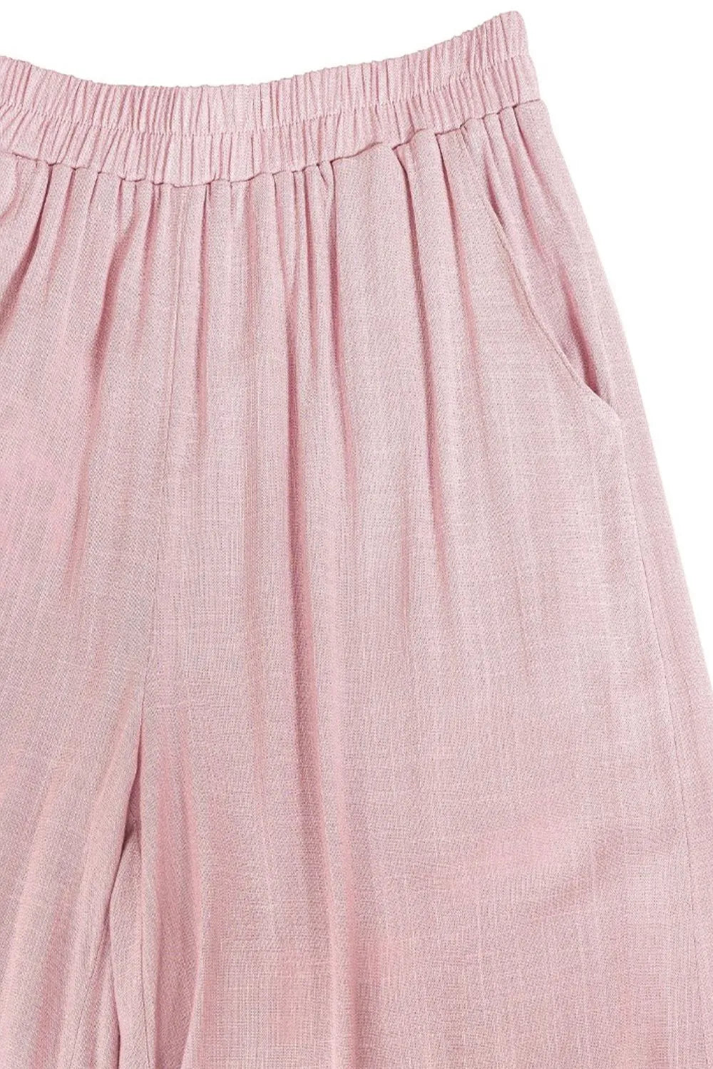 Zenana Woven Elastic Band Pants With Pocket