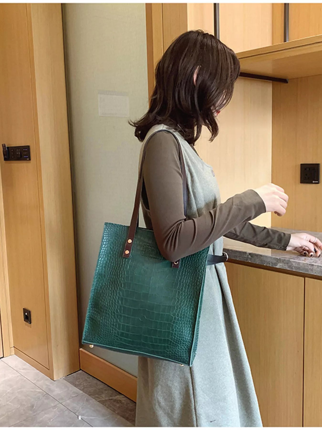Leather Tote Shoulder Bag