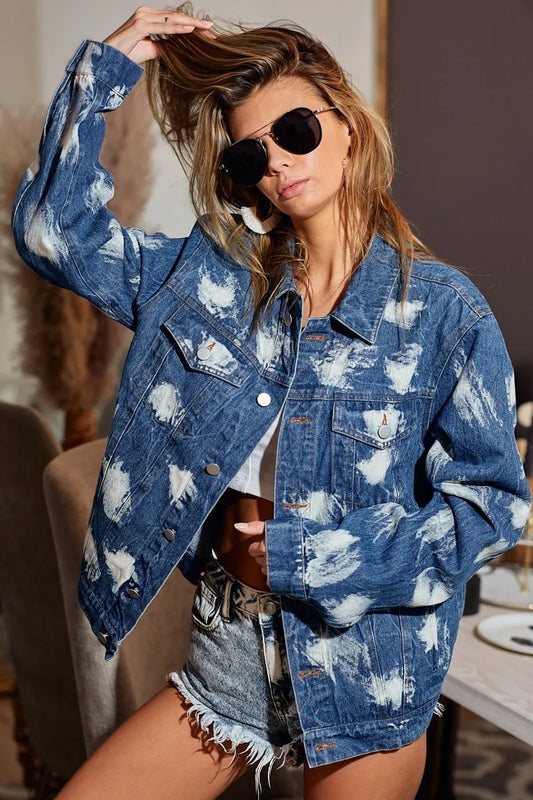 BiBi Washed Tie Dye Denim Jacket