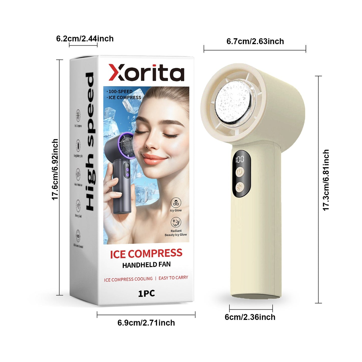 Ice Pack Handheld Fan Lotus White