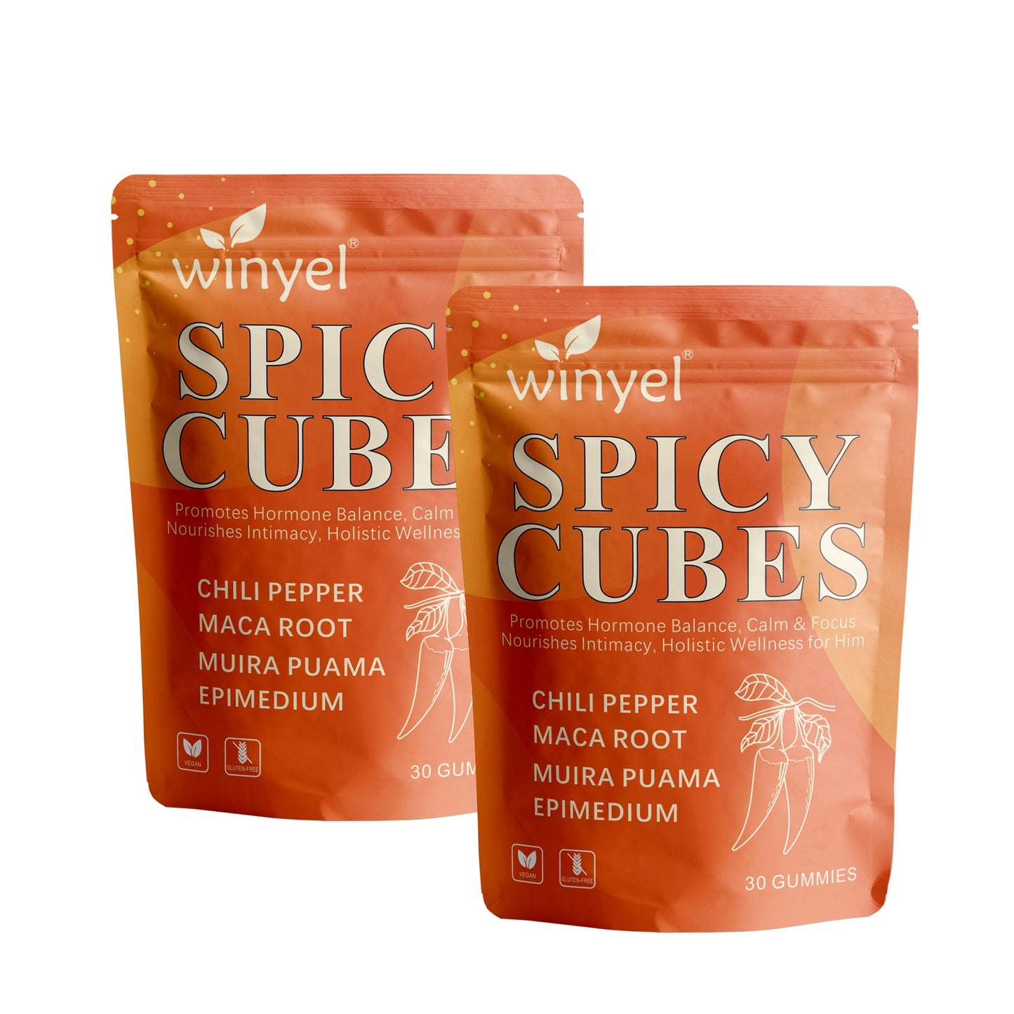 Spicy Cubes, Intimacy Gummies With Chili Pepper, Muira Puama, Maca Root, Epimedium, Helps Promote Hormone Balance, Calmness And Intimacy Wellness, Peach Flavor, 30 Gummies S