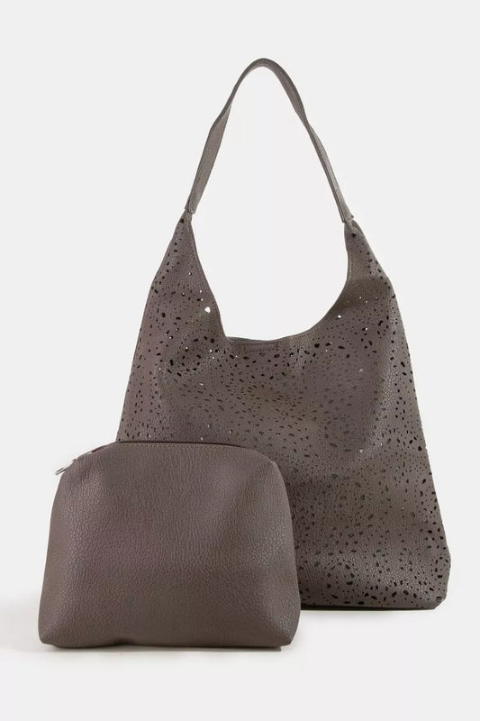 Fame Intricate Cutout Motif Leather Shoulder Bag