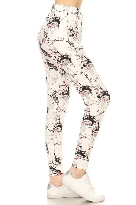 Leggings Depot Full Size Buttery Soft Printed Joggers with Drawstring Plus Size