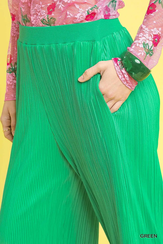 Umgee Wide Leg Textured Pants