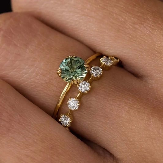 1 Carat Moissanite 925 Sterling Silver 2pcs Ring Set
