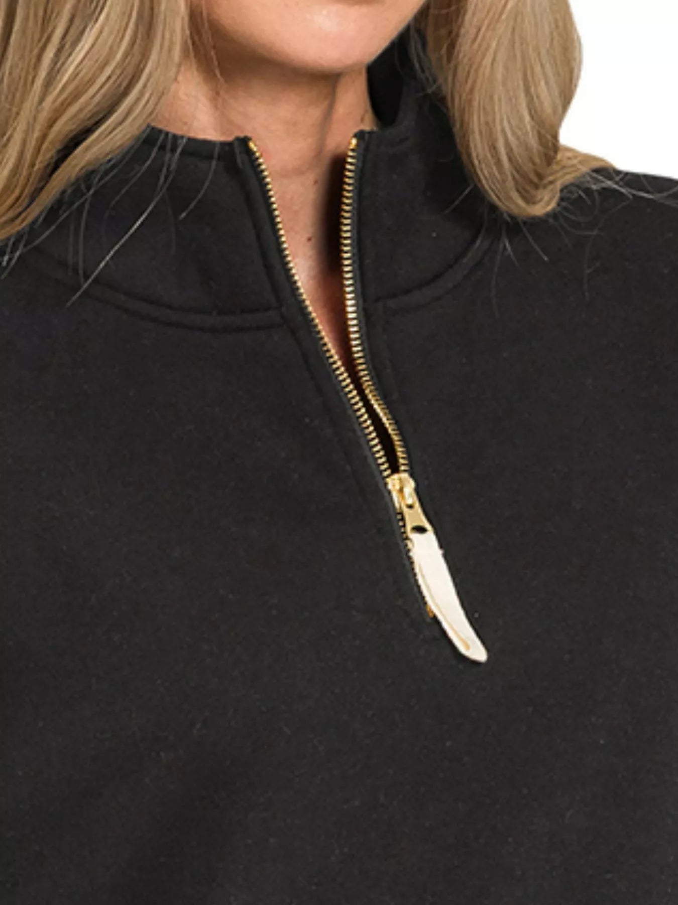 Zenana Fleece Half Zip Sweatshirt