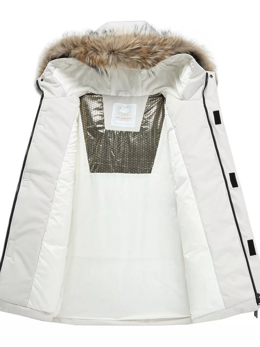Men's Full Size Fur Hooded Winter Parka Coat Plus Size