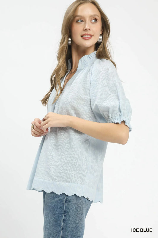 Umgee Textured Pintuck Blouse