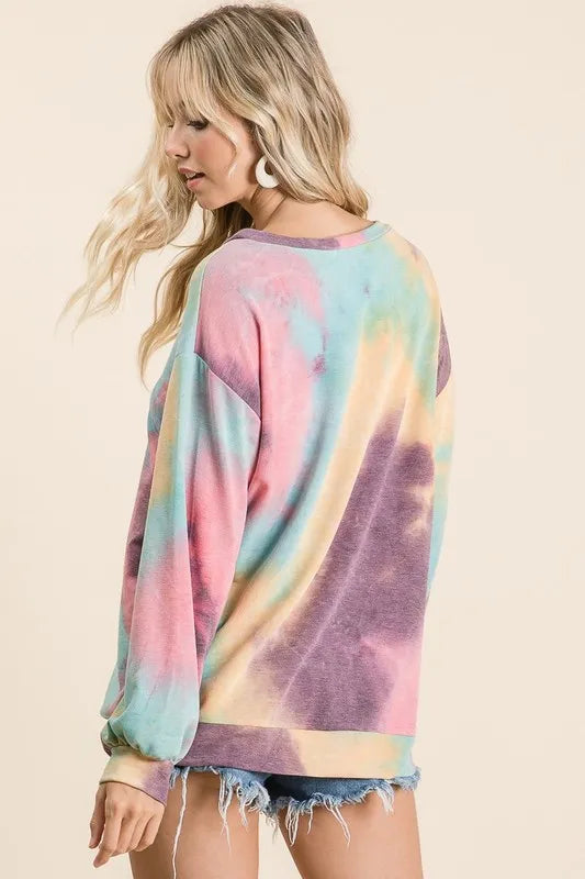 BiBi Tie Dye Print French Terry Sweatshirt