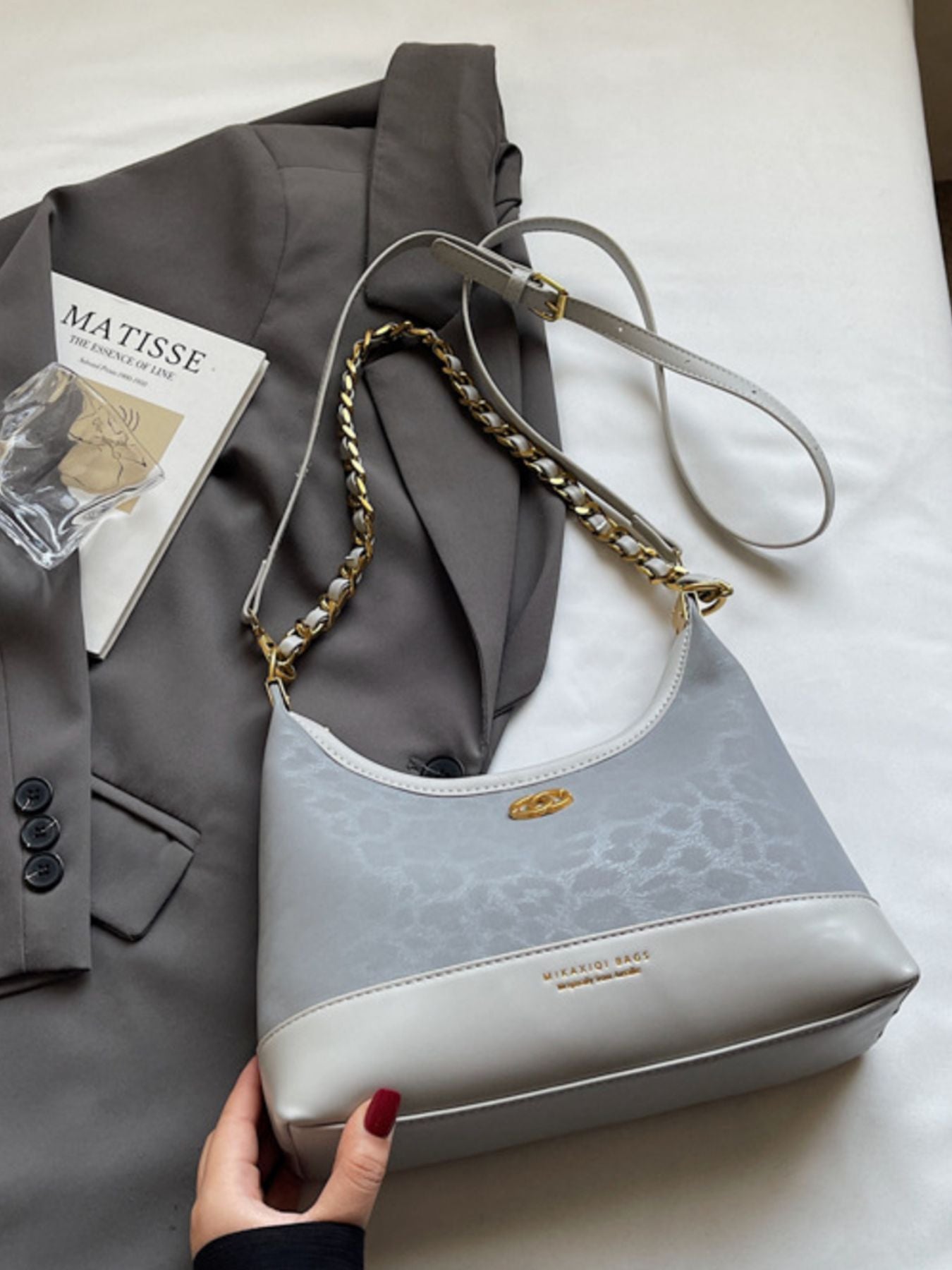Leopard Print Chain Detail Shoulder Bag