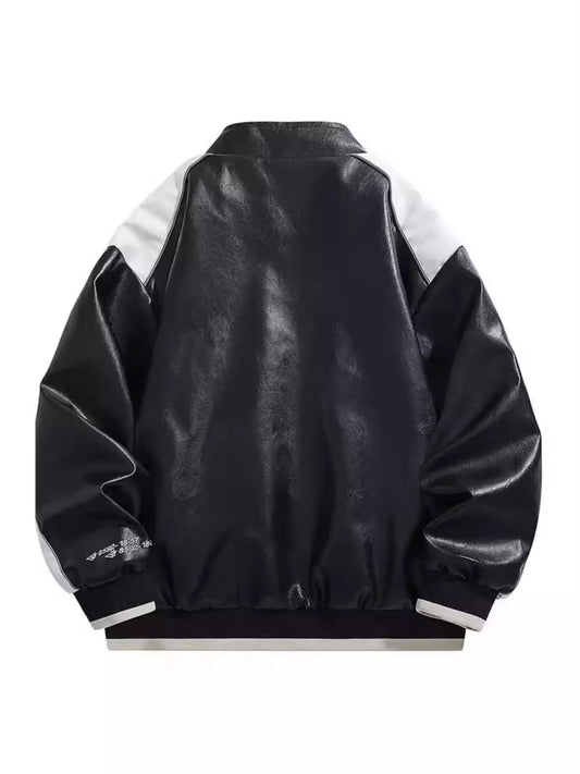 Men's Plus Size Zip Up Contrast Long Sleeve Jacket
