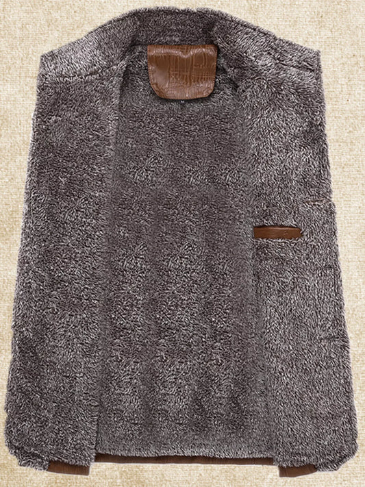 Men's Plus Size Button Up Fleece Lined Coat
