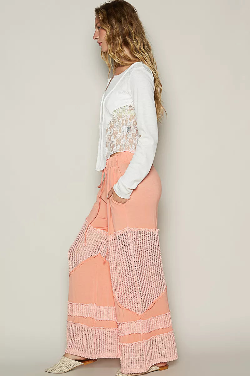 POL Drawstring Elastic Waistband Wide-Leg Pants