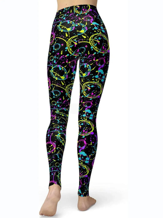 Abstract Print High Waist Active Leggings
