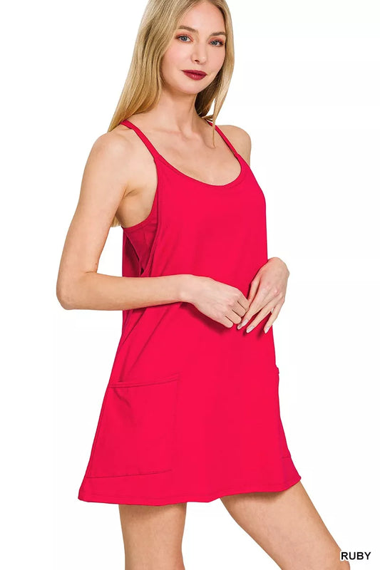 Zenana Cami Mini Dress with Built-in Romper Liner