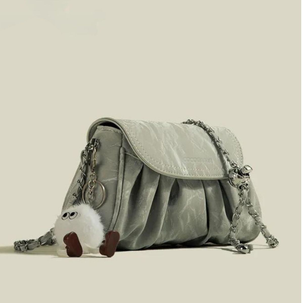 Ruched Chain Strap Shoulder Bag