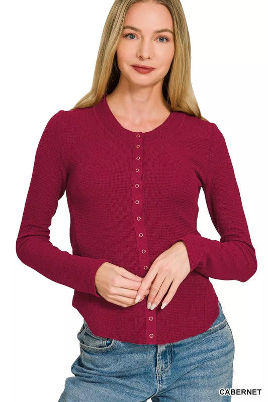 Zenana Double Knit Snap Button Shirts