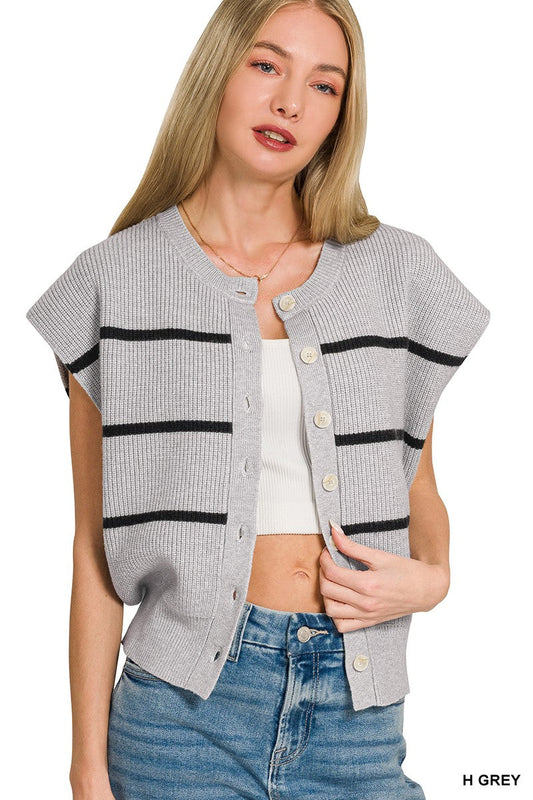 Zenana Striped Viscose Sweater Vest