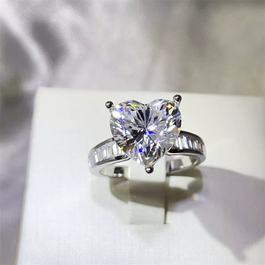 5 Carat Moissanite 925 Sterling Silver Heart Ring