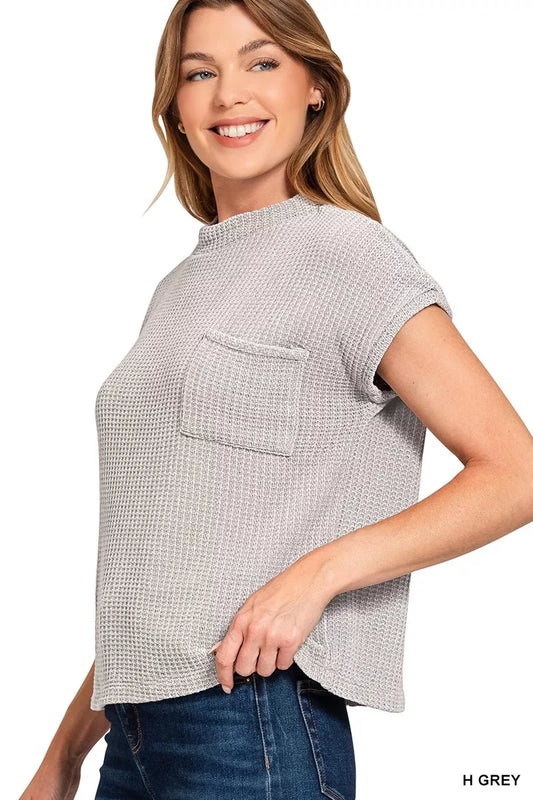 Zenana Chenille Waffle Short Sleeve Sweater