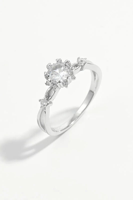 925 Sterling Silver Inlaid Zircon Ring